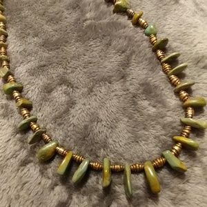 19" Turquoise stone and Copper metal bead necklace